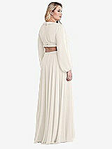 Alt View 2 Thumbnail - Ivory Bishop Sleeve Ruffled Chiffon Cutout Maxi Dress - Harlow 