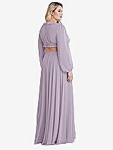 Alt View 2 Thumbnail - Lilac Haze Bishop Sleeve Ruffled Chiffon Cutout Maxi Dress - Harlow 