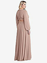 Alt View 2 Thumbnail - Neu Nude Bishop Sleeve Ruffled Chiffon Cutout Maxi Dress - Harlow 