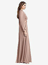 Side View Thumbnail - Neu Nude Bishop Sleeve Ruffled Chiffon Cutout Maxi Dress - Harlow 