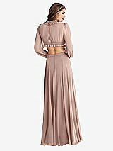 Rear View Thumbnail - Neu Nude Bishop Sleeve Ruffled Chiffon Cutout Maxi Dress - Harlow 