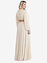 Alt View 2 Thumbnail - Oat Bishop Sleeve Ruffled Chiffon Cutout Maxi Dress - Harlow 