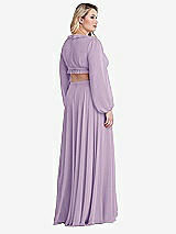 Alt View 2 Thumbnail - Pale Purple Bishop Sleeve Ruffled Chiffon Cutout Maxi Dress - Harlow 