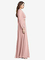 Side View Thumbnail - Rose Bishop Sleeve Ruffled Chiffon Cutout Maxi Dress - Harlow 