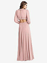 Rear View Thumbnail - Rose Bishop Sleeve Ruffled Chiffon Cutout Maxi Dress - Harlow 