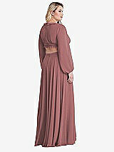 Alt View 2 Thumbnail - Rosewood Bishop Sleeve Ruffled Chiffon Cutout Maxi Dress - Harlow 