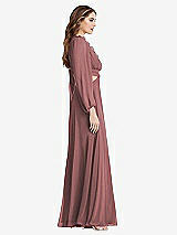 Side View Thumbnail - Rosewood Bishop Sleeve Ruffled Chiffon Cutout Maxi Dress - Harlow 