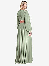 Alt View 2 Thumbnail - Sage Bishop Sleeve Ruffled Chiffon Cutout Maxi Dress - Harlow 