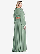 Alt View 2 Thumbnail - Seagrass Bishop Sleeve Ruffled Chiffon Cutout Maxi Dress - Harlow 