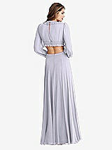 Rear View Thumbnail - Silver Dove Bishop Sleeve Ruffled Chiffon Cutout Maxi Dress - Harlow 