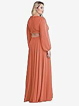 Alt View 2 Thumbnail - Terracotta Copper Bishop Sleeve Ruffled Chiffon Cutout Maxi Dress - Harlow 