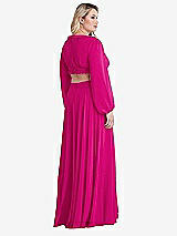 Alt View 2 Thumbnail - Think Pink Bishop Sleeve Ruffled Chiffon Cutout Maxi Dress - Harlow 