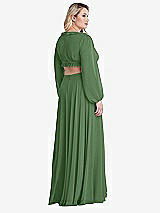 Alt View 2 Thumbnail - Vineyard Green Bishop Sleeve Ruffled Chiffon Cutout Maxi Dress - Harlow 