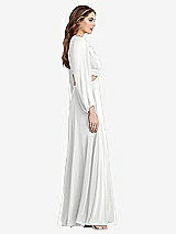 Side View Thumbnail - White Bishop Sleeve Ruffled Chiffon Cutout Maxi Dress - Harlow 