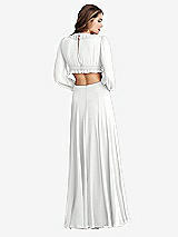 Rear View Thumbnail - White Bishop Sleeve Ruffled Chiffon Cutout Maxi Dress - Harlow 