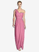 Front View Thumbnail - Orchid Pink One-Shoulder Draped Maxi Dress with Front Slit - Aeryn