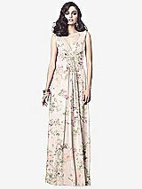 Front View Thumbnail - Blush Garden Draped V-Neck Shirred Chiffon Maxi Dress
