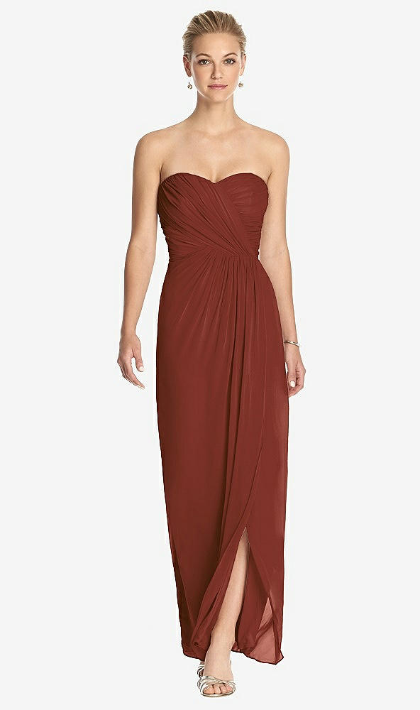 Front View - Auburn Moon Strapless Draped Chiffon Maxi Dress - Lila