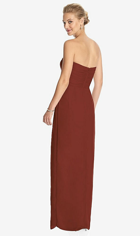 Back View - Auburn Moon Strapless Draped Chiffon Maxi Dress - Lila