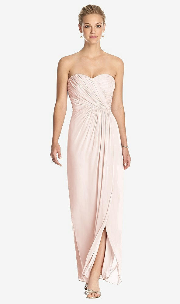 Front View - Blush Strapless Draped Chiffon Maxi Dress - Lila