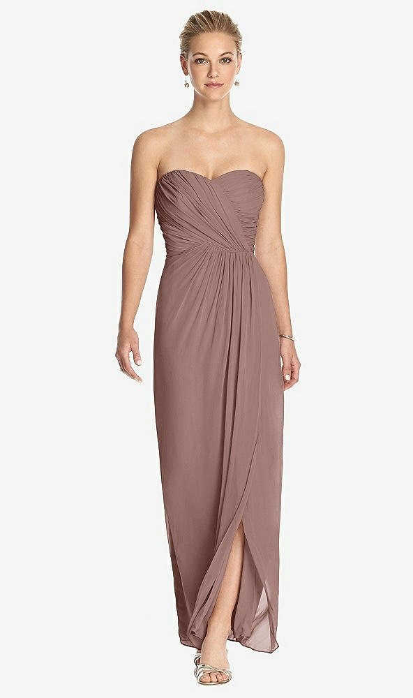 Front View - Sienna Strapless Draped Chiffon Maxi Dress - Lila