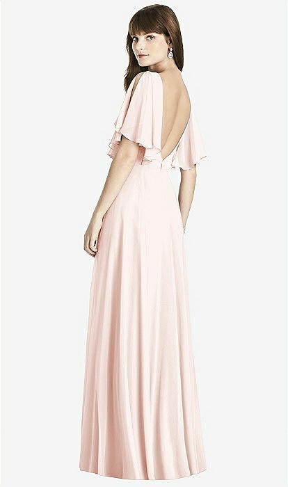 Blush Back V Neck Maxi Bridesmaid dress 1526 Blush Back V Neck Maxi Bridesmaid dress 1526