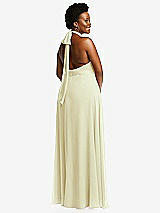 Rear View Thumbnail - Butter Yellow High Neck Halter Backless Maxi Dress