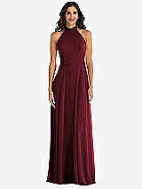 Alt View 2 Thumbnail - Cabernet High Neck Halter Backless Maxi Dress