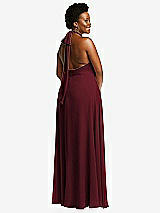 Rear View Thumbnail - Cabernet High Neck Halter Backless Maxi Dress