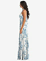 Alt View 3 Thumbnail - Cottage Rose Dusk Blue High Neck Halter Backless Maxi Dress