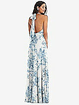 Alt View 4 Thumbnail - Cottage Rose Dusk Blue High Neck Halter Backless Maxi Dress