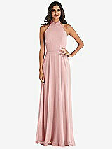 Alt View 1 Thumbnail - Rose High Neck Halter Backless Maxi Dress