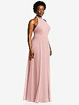 Side View Thumbnail - Rose High Neck Halter Backless Maxi Dress