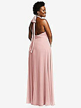 Rear View Thumbnail - Rose High Neck Halter Backless Maxi Dress
