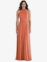 Alt View 2 Thumbnail - Terracotta Copper High Neck Halter Backless Maxi Dress