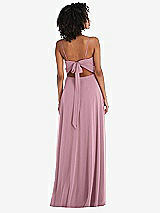 Rear View Thumbnail - Dusty Pink Tie-Back Cutout Maxi Dress with Front Slit