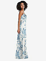 Side View Thumbnail - Cottage Rose Dusk Blue Tie-Back Cutout Maxi Dress with Front Slit