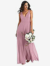 Alt View 1 Thumbnail - Dusty Pink Deep V-Neck Chiffon Maxi Dress