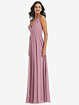 Alt View 4 Thumbnail - Dusty Pink Deep V-Neck Chiffon Maxi Dress