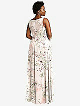 Rear View Thumbnail - Blush Garden Deep V-Neck Chiffon Maxi Dress