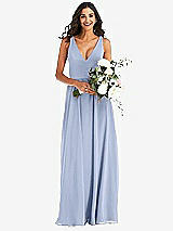 Alt View 2 Thumbnail - Sky Blue Deep V-Neck Chiffon Maxi Dress