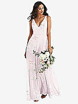 Alt View 1 Thumbnail - Watercolor Print Deep V-Neck Chiffon Maxi Dress