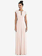 Front View Thumbnail - Blush Flutter Sleeve V-Keyhole Chiffon Maxi Dress