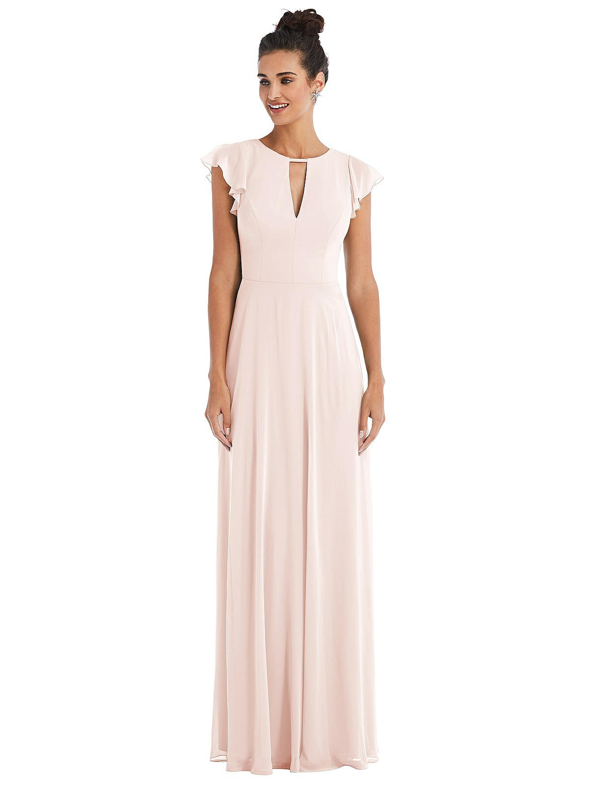 Billie bridesmaid dress in dusky rose with flutter sleeves s8