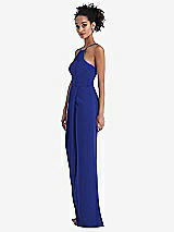 Side View Thumbnail - Cobalt Blue Halter Draped Tulip Skirt Maxi Dress