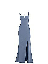 Alt View 1 Thumbnail - Larkspur Blue Notch Crepe Trumpet Gown with Front Slit