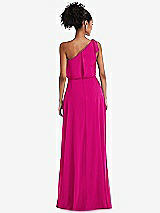 Rear View Thumbnail - Think Pink One-Shoulder Bow Blouson Bodice Maxi Dress