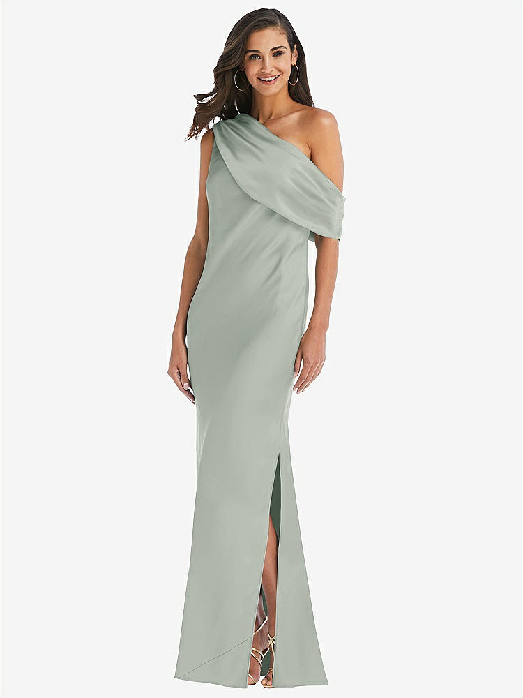 Shirred One-shoulder Satin Trumpet Bridesmaid Dress - Maddie