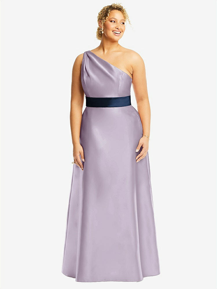 Bow One-shoulder Satin Trumpet Bridesmaid Dress In Lilac