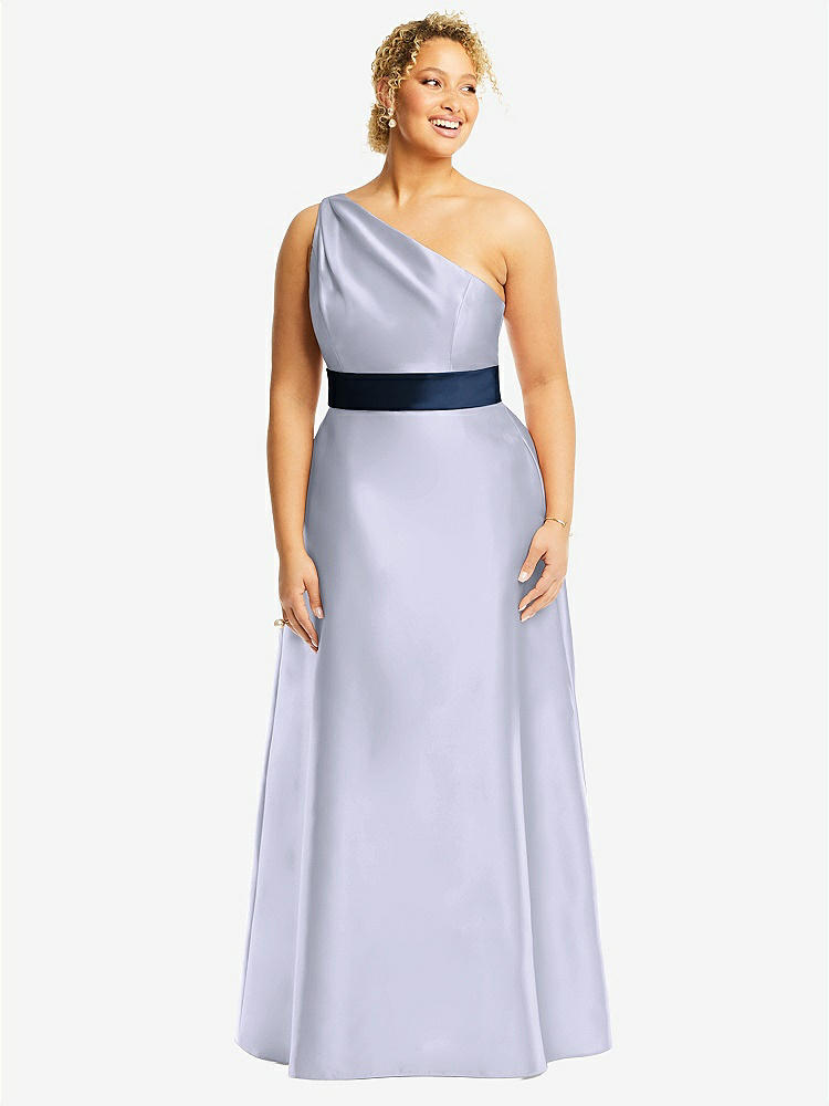 Pleated Draped One-shoulder Satin Maxi Bridesmaid Dress With